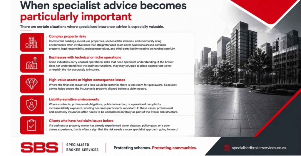 When specialist advice becomes particularly important